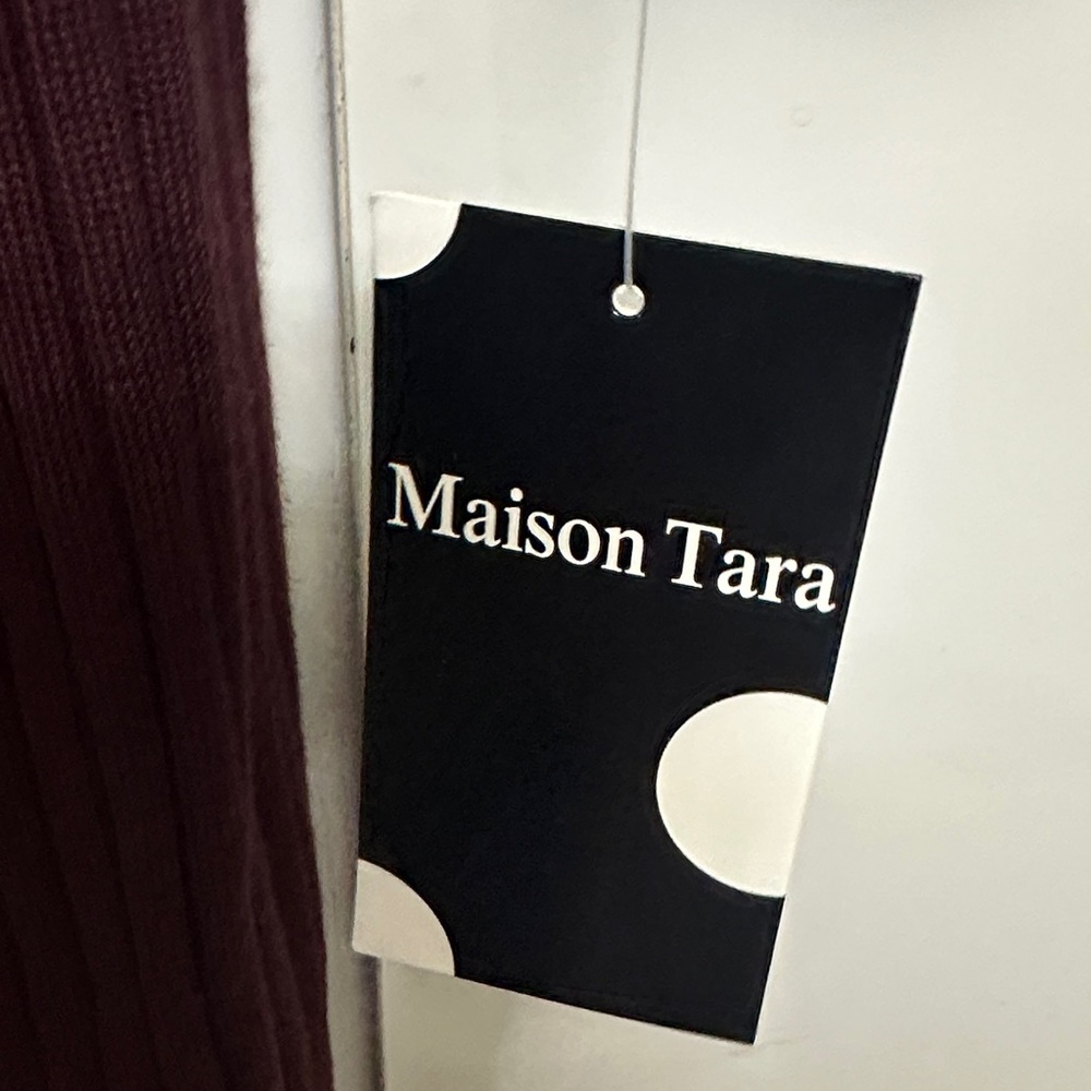 Maison Tara Deep Red Ribbed Dress - Picture 2 of 4